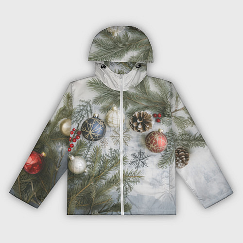 Женская ветровка Новогодние ветки / 3D-Белый – фото 1