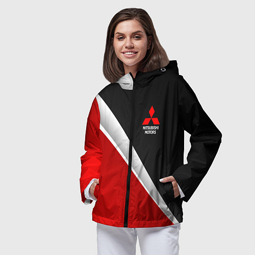Женская ветровка Mitsubishi - черный и красный / 3D-Черный – фото 3