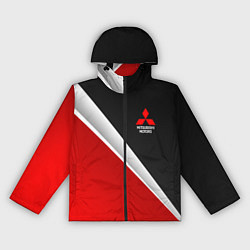 Ветровка с капюшоном женская Mitsubishi - черный и красный, цвет: 3D-черный