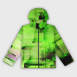 Ветровка с капюшоном женская Чёрные пятна на зелёном фоне абстракция, цвет: 3D-черный