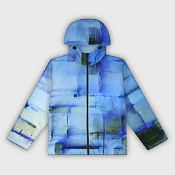 Ветровка с капюшоном женская Чёрные пятна на синем фоне абстракция, цвет: 3D-черный