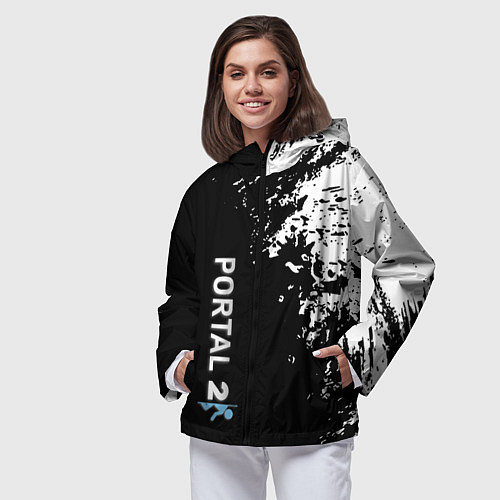 Женская ветровка Portal краски черно белый / 3D-Черный – фото 3