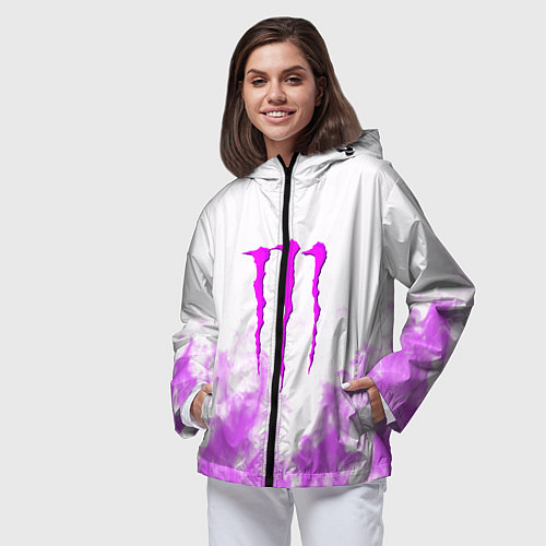 Женская ветровка Monster energy neon flame / 3D-Черный – фото 3