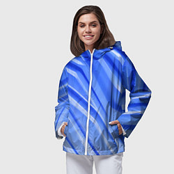 Ветровка с капюшоном женская Синий пластик, цвет: 3D-белый — фото 2