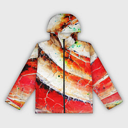 Ветровка с капюшоном женская Красно-белая волнистая абстракция, цвет: 3D-черный