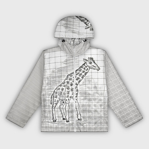 Женская ветровка Жираф на тетрадном листе / 3D-Белый – фото 1