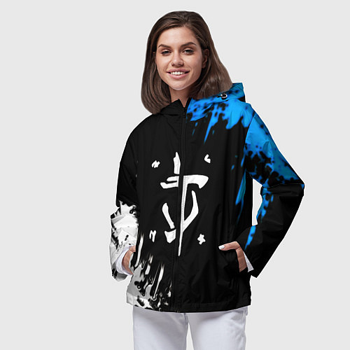 Женская ветровка Doom краски лого текстура / 3D-Черный – фото 3