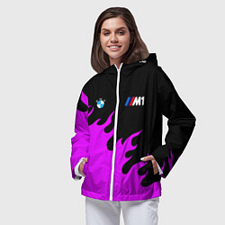 Ветровка с капюшоном женская BMW flame, цвет: 3D-белый — фото 2