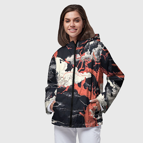 Женская ветровка Паттерн с деревьями в японском стиле - нейросеть / 3D-Черный – фото 3