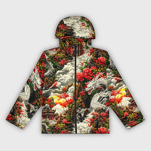 Женская ветровка Дракон в небесном храме - нейросеть / 3D-Черный – фото 1