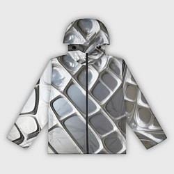 Ветровка с капюшоном женская Полированный металл серебряный, цвет: 3D-черный