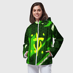 Ветровка с капюшоном женская Doom geometry green, цвет: 3D-белый — фото 2