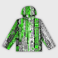 Ветровка с капюшоном женская Киберпанк паттерн зелёный, цвет: 3D-белый