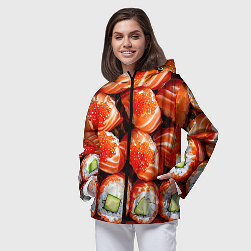 Женская ветровка Филадельфия с красной икрой / 3D-Черный – фото 3