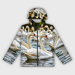 Ветровка с капюшоном женская Белые лебеди на пруду, цвет: 3D-черный