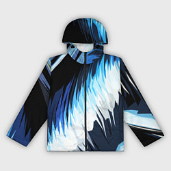 Ветровка с капюшоном женская Бело-синие острые полосы, цвет: 3D-черный