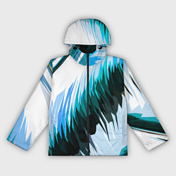 Ветровка с капюшоном женская Чёрно-синие острые полосы на белом фоне, цвет: 3D-черный