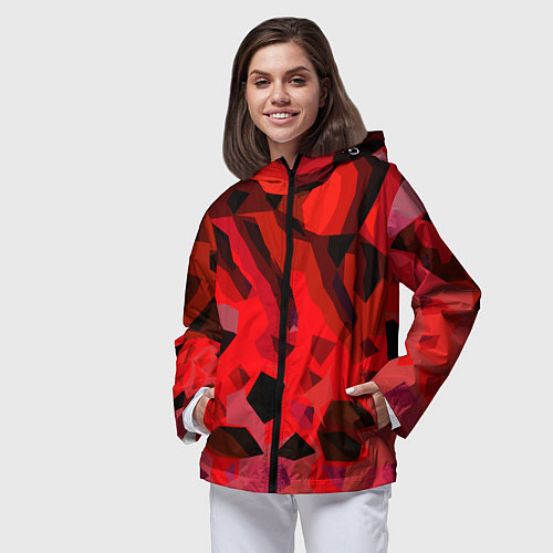 Женская ветровка Чёрно-красная пористая абстракция / 3D-Черный – фото 3