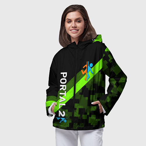 Женская ветровка Portal camo steel geometry / 3D-Черный – фото 3