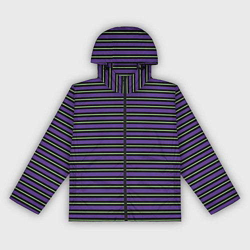 Женская ветровка Фиолетовый с зелёной полосой / 3D-Черный – фото 1