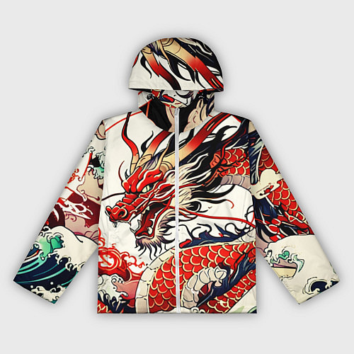 Женская ветровка Красный дракон в японском стиле ирезуми / 3D-Белый – фото 1