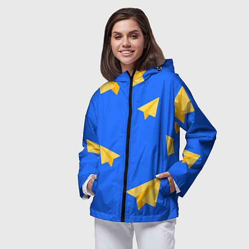 Женская ветровка Желтый самолетик / 3D-Черный – фото 3