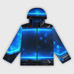 Ветровка с капюшоном женская Синяя неоновая атмосфера, цвет: 3D-черный