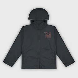 Ветровка с капюшоном женская Татьяна - красная вязью надпись, цвет: 3D-черный