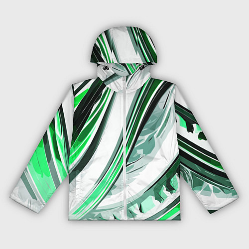 Женская ветровка Волнистая бело-зелёная абстракция / 3D-Белый – фото 1