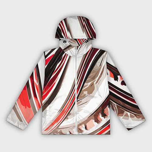Женская ветровка Волнистая бело-красная абстракция / 3D-Белый – фото 1