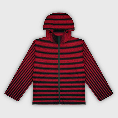 Женская ветровка Красный текстурированный в чёрную полоску / 3D-Черный – фото 1