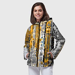Ветровка с капюшоном женская Cyberpunk pattern yellow, цвет: 3D-черный — фото 2