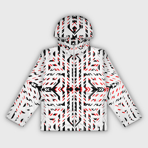 Женская ветровка Чёрно-красные диагональные полосы на белом фоне / 3D-Белый – фото 1