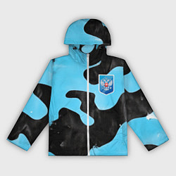 Ветровка с капюшоном женская Черно-зеленый камуфляж и герб РФ, цвет: 3D-белый