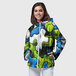 Ветровка с капюшоном женская Камуфляж в стиле графитти, цвет: 3D-белый — фото 2