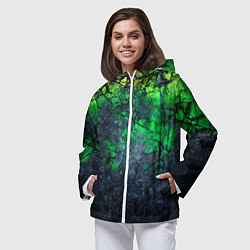 Ветровка с капюшоном женская Абстракция - acid web, цвет: 3D-белый — фото 2