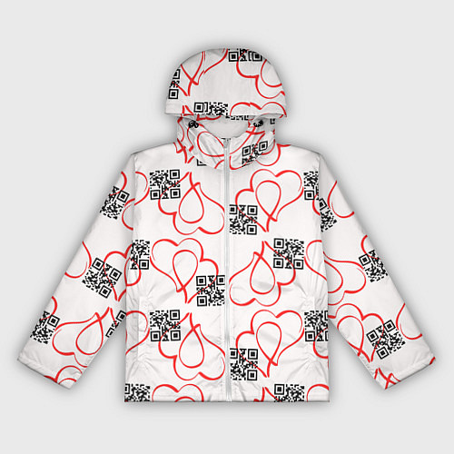 Женская ветровка Сердца и код любви на белом / 3D-Белый – фото 1