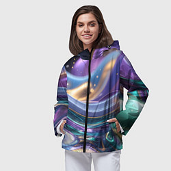 Ветровка с капюшоном женская Космическая краска, цвет: 3D-черный — фото 2