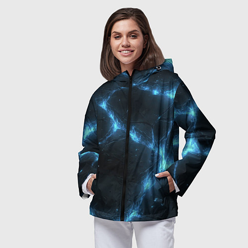 Женская ветровка Синий свет из черной плиты / 3D-Черный – фото 3
