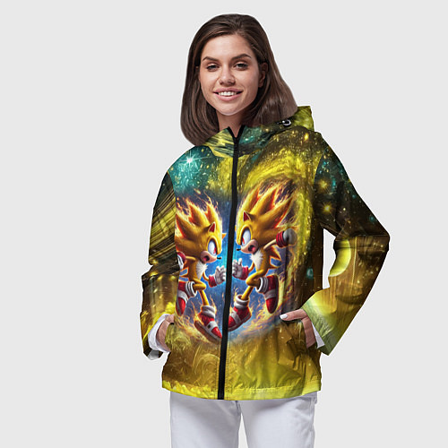 Женская ветровка Sonic and Shadow battle in space - movie / 3D-Черный – фото 3