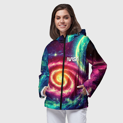 Женская ветровка Spiral galaxy - neon glow / 3D-Черный – фото 3
