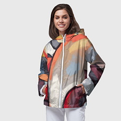 Ветровка с капюшоном женская Абстракция с кругами, цвет: 3D-белый — фото 2