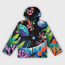 Ветровка с капюшоном женская Подводная фантастика, цвет: 3D-черный