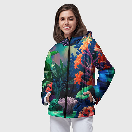 Женская ветровка Морское дно с кораллами / 3D-Черный – фото 3