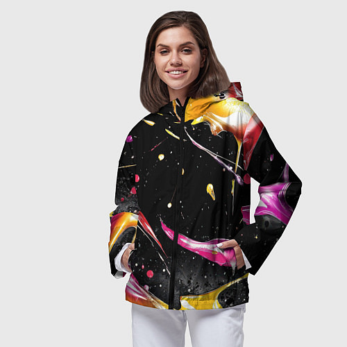 Женская ветровка Мазки краски на черном / 3D-Черный – фото 3