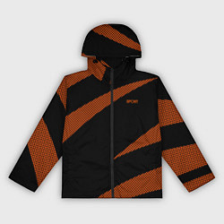 Ветровка с капюшоном женская Sport чёрно-оранжевый абстрактный полосы, цвет: 3D-черный