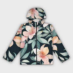 Ветровка с капюшоном женская Цветочный паттерн, цвет: 3D-черный
