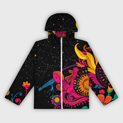 Ветровка с капюшоном женская Psychedelic abstract art, цвет: 3D-белый