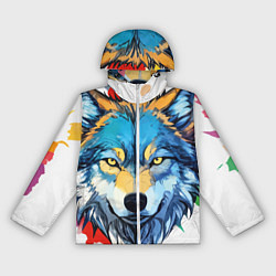 Ветровка с капюшоном женская Волк яркий арт, цвет: 3D-белый