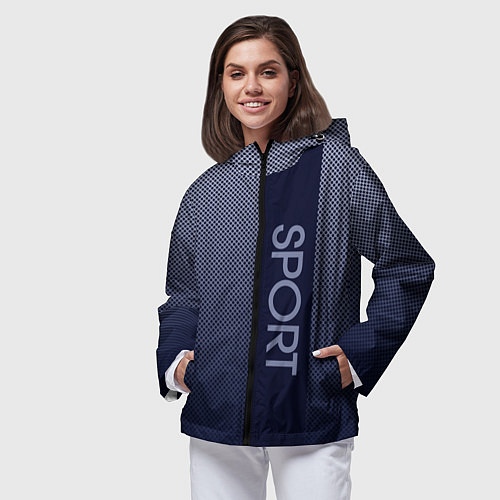 Женская ветровка Sport тёмно-синий вертикальная полоса / 3D-Черный – фото 3